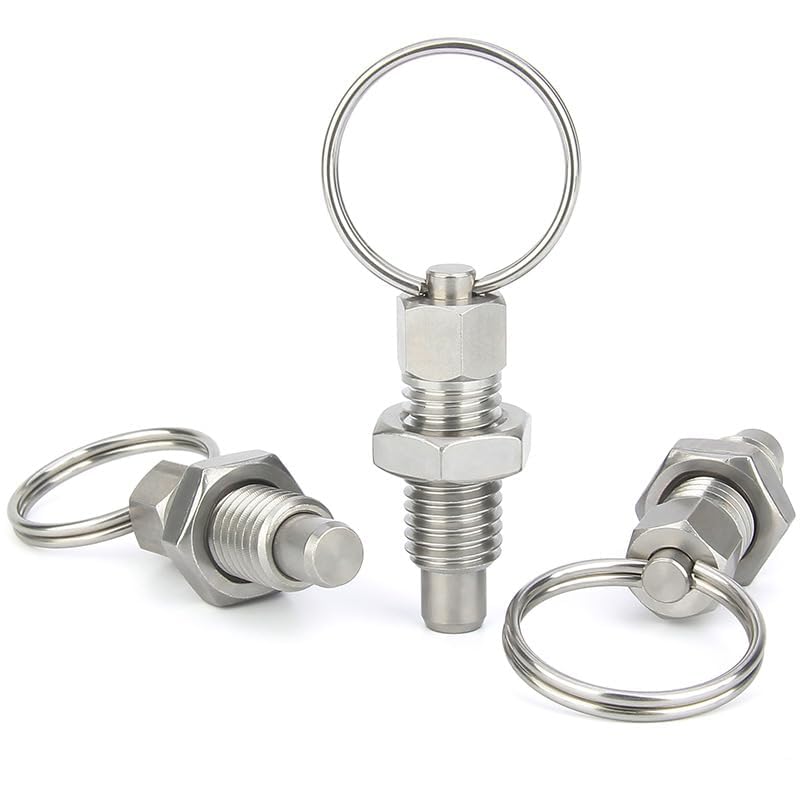 MerciL 6pcs Pull Ring Indexing Plunger, M10 Retractable Spring Manual Plunger Stainless Steel Quick Release Pin Spring-Loaded Pulls Ring Pin Replacement Mechanic Accessories - Image 5
